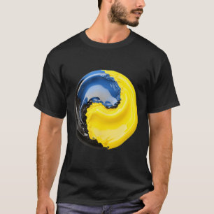 Yin Yang Ukraina Blå Och Gul T Shirt