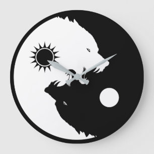 Yin Yang varger Stor Klocka