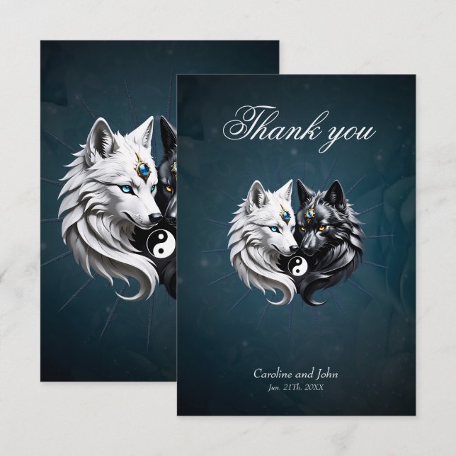 Yin Yang Varger. Tack Kort (Fram/baksida)