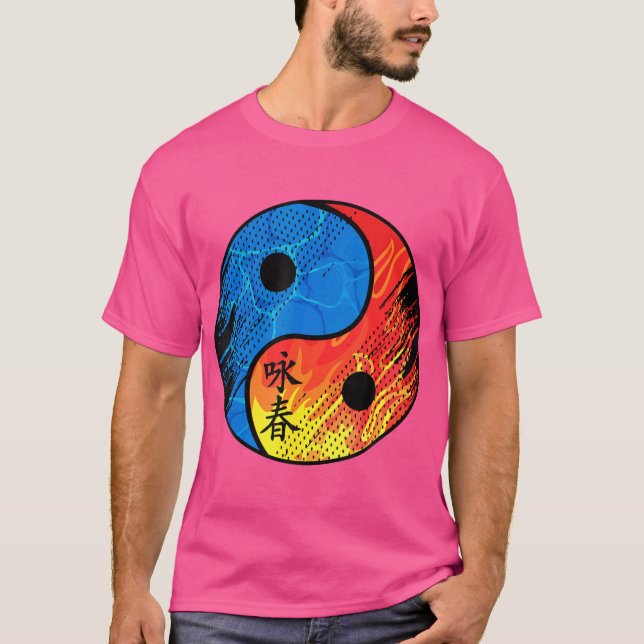 Yin Yang Vatten och Fire Kung fu Chun T Shirt (Framsida)