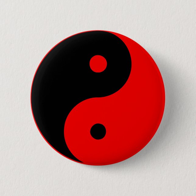 Yin Yang Ying Taoism undertecknar röda kinesiska Knapp (Framsida)