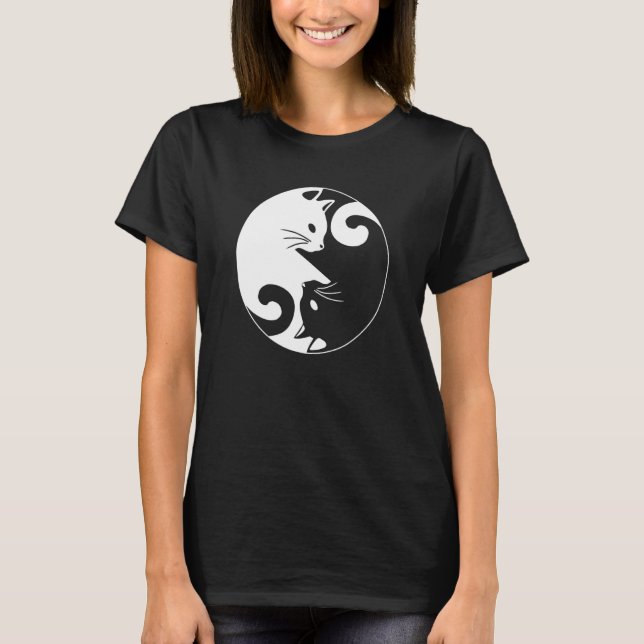 Yin Yang Yoga Zen Cute Cats for Cat 1 T Shirt (Framsida)