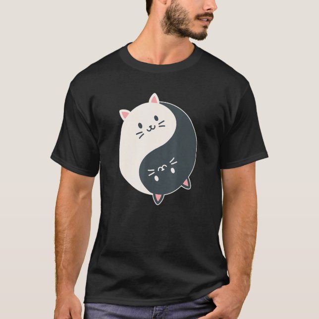 Yin Yang Yoga Zen Cute Cats for Yoga  3 T Shirt (Framsida)