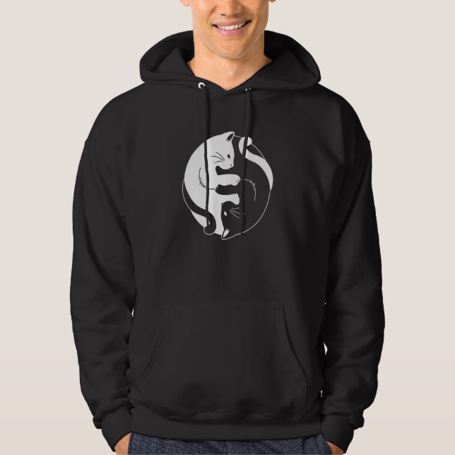 Yin Yang Yoga Zen Cute Cats for Yoga Hoodie (Framsida)