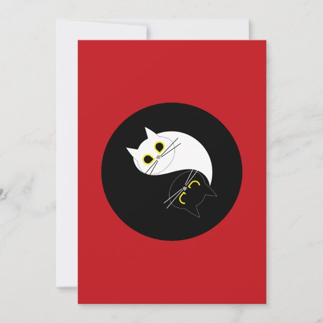 YIN YANG Zen Cat Greeting Card Julkort (Framsida)