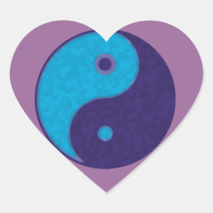 yin yang zen meditation tao hjärtformat klistermärke