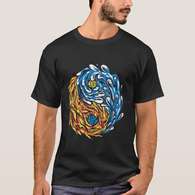 Ying and Yang Fire and Vatten Chinese Symbols Chin T Shirt (Framsida)