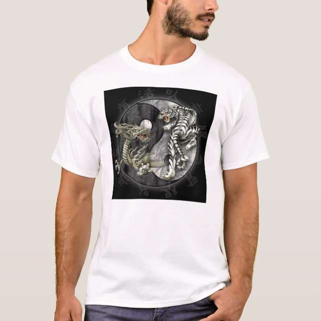 ying av en yang, tiger vs drake tee shirt (Framsida)