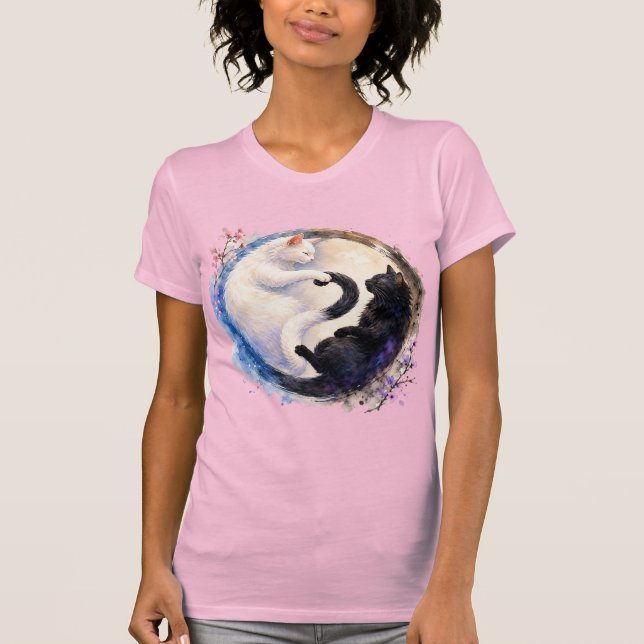 Ying och Yang Kattungar T Shirt (Framsida)