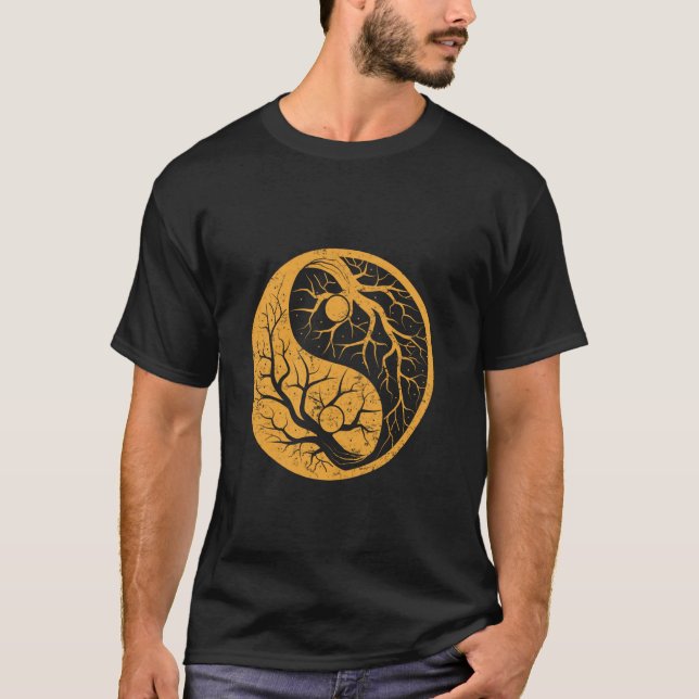 Ying och Yang Träd China Symbols Chinese Character T Shirt (Framsida)