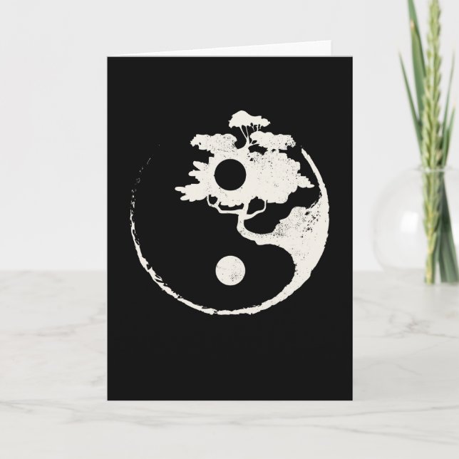 Ying Yang Bonsai Träd Enso Circle Zen Kort (Framsida)