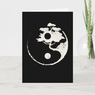 Ying Yang Bonsai Träd Enso Circle Zen Kort