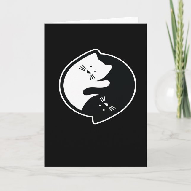 Ying Yang Cat Meditation Kort (Framsida)