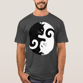Ying Yang Cats Black White T Shirt
