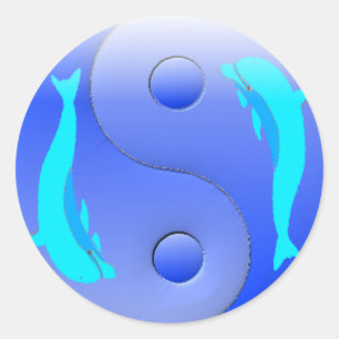 Ying-Yang delfin Runt Klistermärke