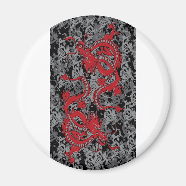 Ying Yang Dragon Red - kinesiska nyår Magnet (Framsidan)