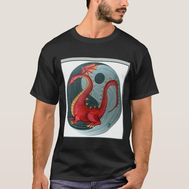 Ying-Yang drake på manar t-skjorta Tee Shirt (Framsida)