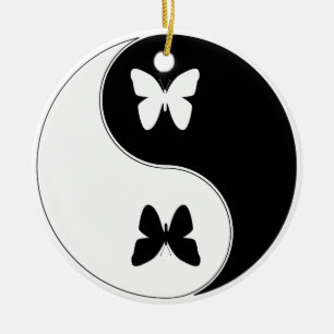 Ying Yang fjäril Julgransprydnad Keramik