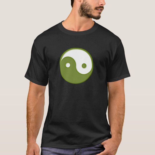 Ying Yang Grönt Design 2 Tee Shirt (Framsida)