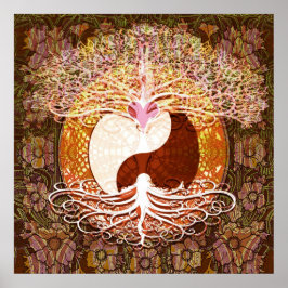 Ying Yang Heart Livets träd Poster