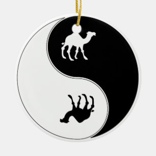 Ying Yang kamel Julgransprydnad Keramik