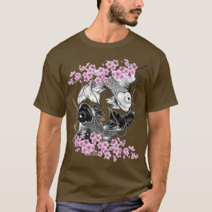 Ying Yang Koi Fish Sakura Cherry Blommar Blommigt T Shirt