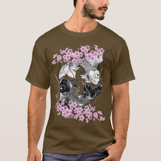 Ying Yang Koi Fish Sakura Cherry Blommar Blommigt  T Shirt