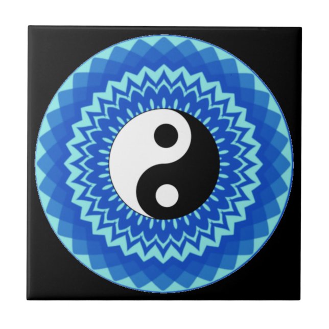 Ying yang mandala design (yin- och yang-symbol)  kakelplatta (Framsidan)