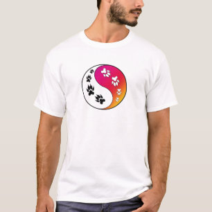 Ying Yang Paw Print Cat Hund T Shirt