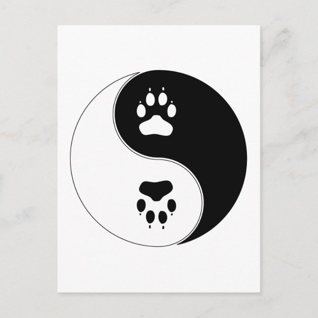 Ying Yang Paw Skriv ut Vykort (Framsida)