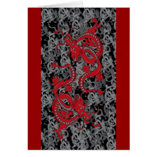 Ying Yang Red Dragons Hälsningskort