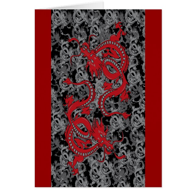 Ying Yang Red Dragons Hälsningskort (Framsidan)