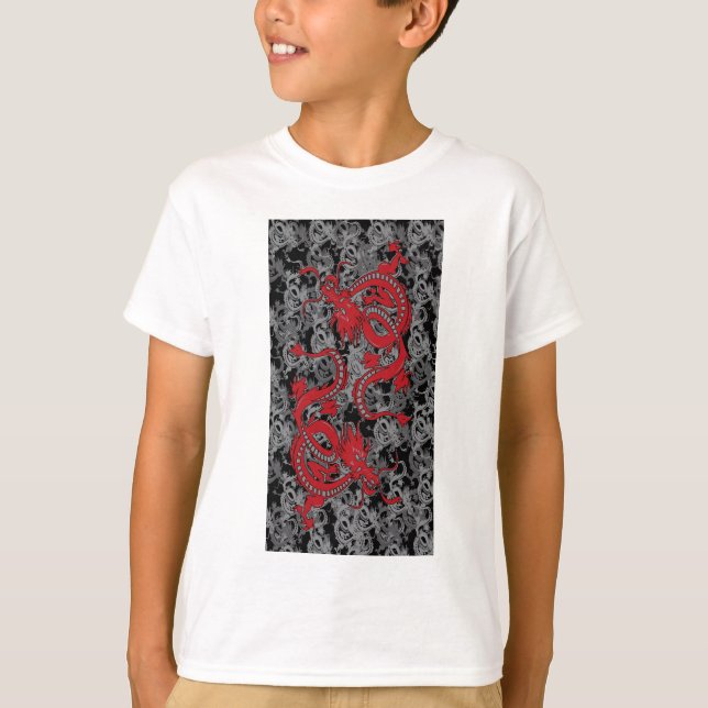 Ying Yang Red Dragons T-shirt (Framsida)