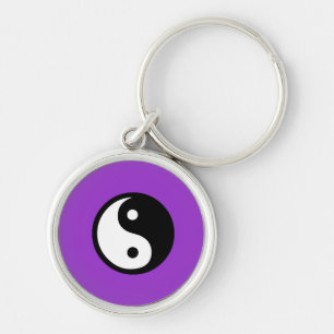 ying yang rund silverfärgad nyckelring