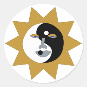 Ying Yang Sol Stickers Runt Klistermärke