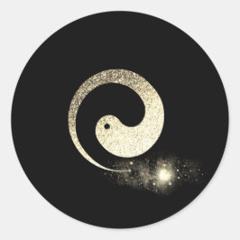 Ying Yang Symbol Balance Heart Guld Pace Andlig Runt Klistermärke