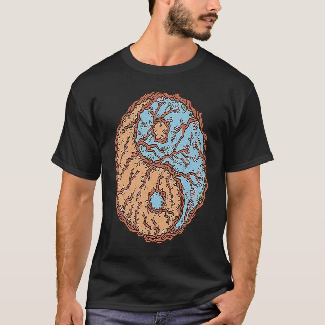 Ying Yang Tai Chi Peace Chinese Feng Shui Bagua Da T Shirt (Framsida)