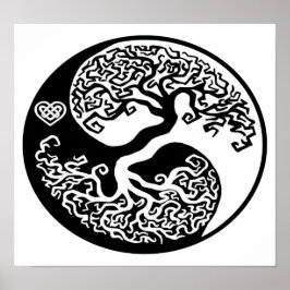 Ying-Yang Träd-cirkel Poster