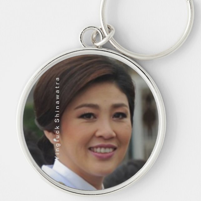 Yingluck Shinawatra Rund Silverfärgad Nyckelring (Framsidan)
