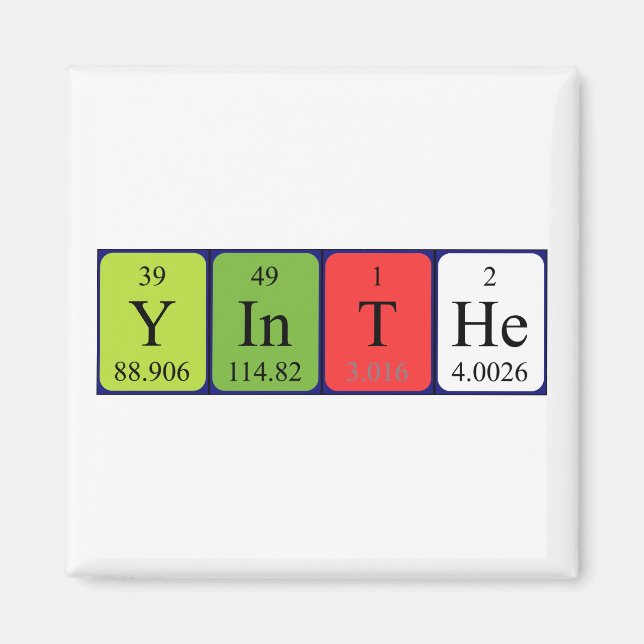 Yinthe periodisk bord namn magnet (Framsidan)