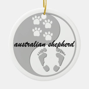 yinyang australian shepherd julgransprydnad keramik