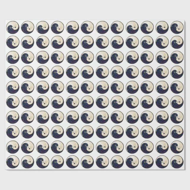 YinYang duvor som slår in papper på vit Presentpapper (Platt)