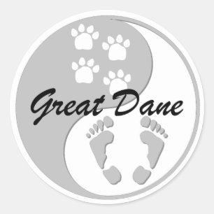 yinyang great dane runt klistermärke