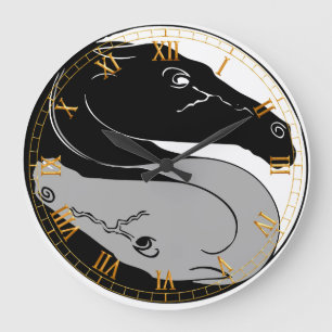 YinYang Horses Wall Clock Stor Klocka