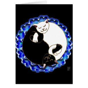 yinyang kattungar hälsningskort