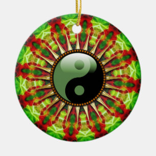 YinYang Mexican Sun-blomma Ceramic Ornament