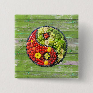 YinYang - Vegan harmoniy Grönt Wood Wall Knapp