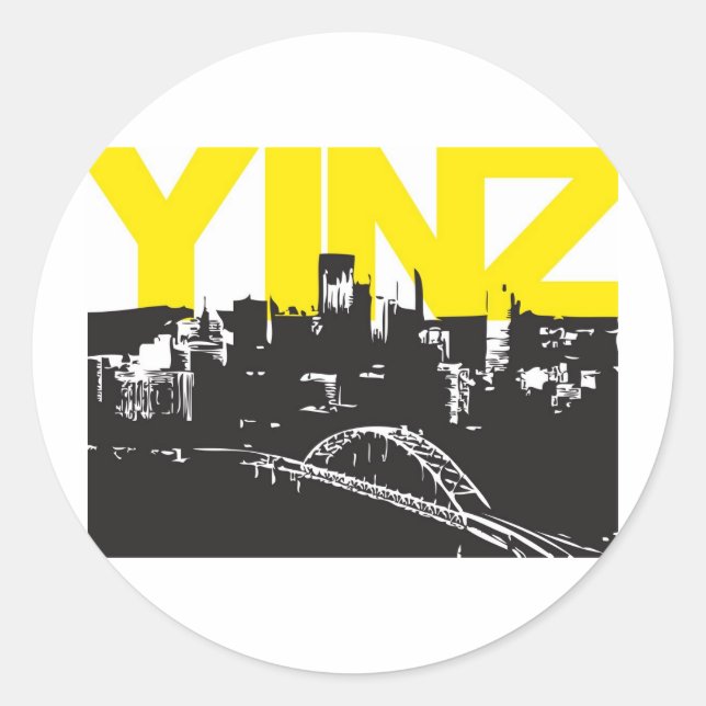 Yinz Pittsburgh Runt Klistermärke (Framsida)
