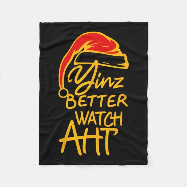 Yinzer jul Pittsburgh Santa Yinz Better Watc Fleecefilt (Framsidan)