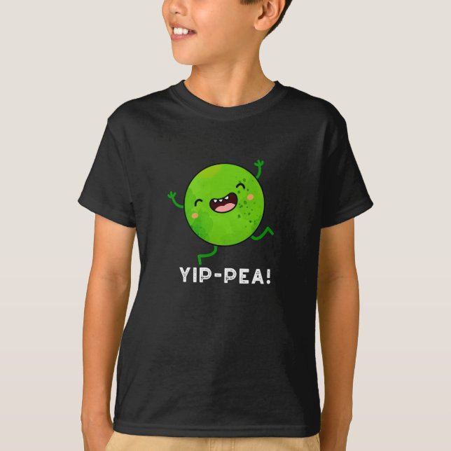 Yip-pea Lycklig Pea Pun Mörk BG T Shirt (Framsida)